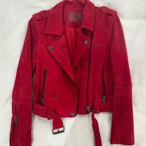 BlankNYC Red Suede Biker Moto Jacket